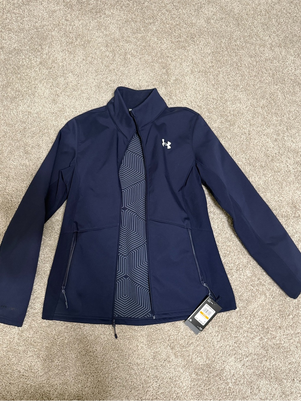 Under Armour Navy Zip-Front Utility Jacket with Geometric Placket